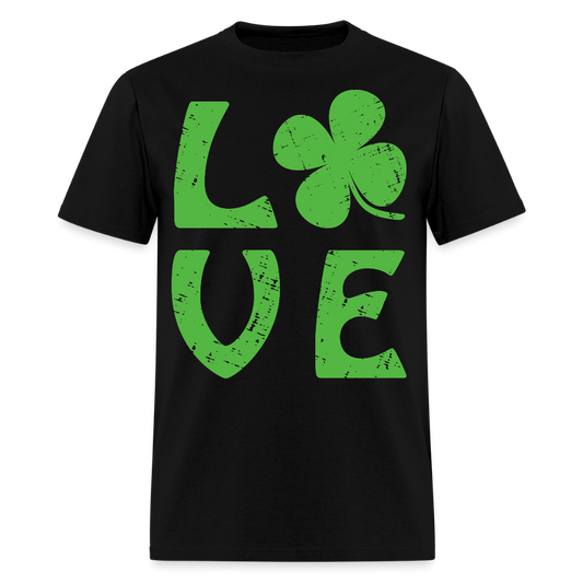 Lucky Clover Distressed Love Graphic T-shirt - black