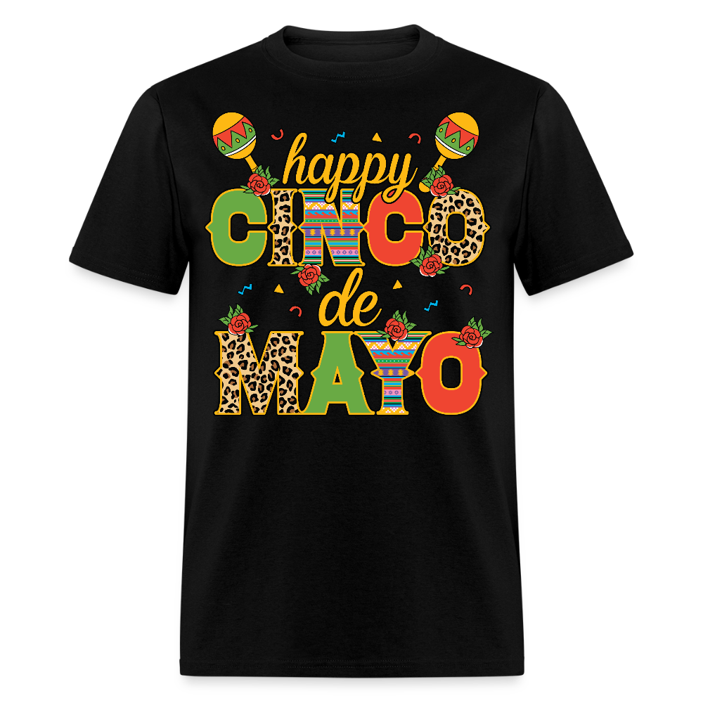 Leopard Print Cinco de Mayo Celebration T-shirt - black