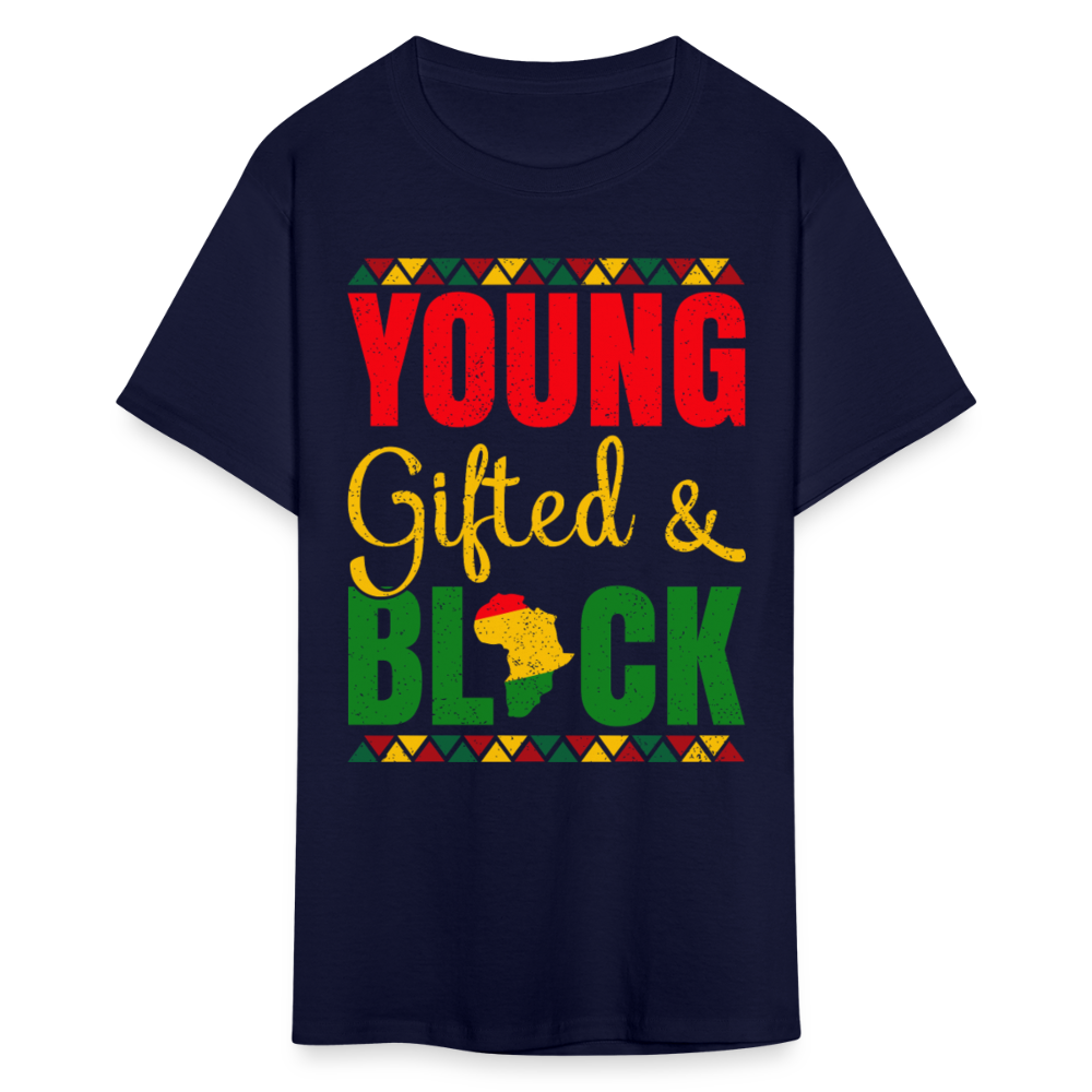 African Heritage Tee Young Gifted and Black T-Shirt - navy