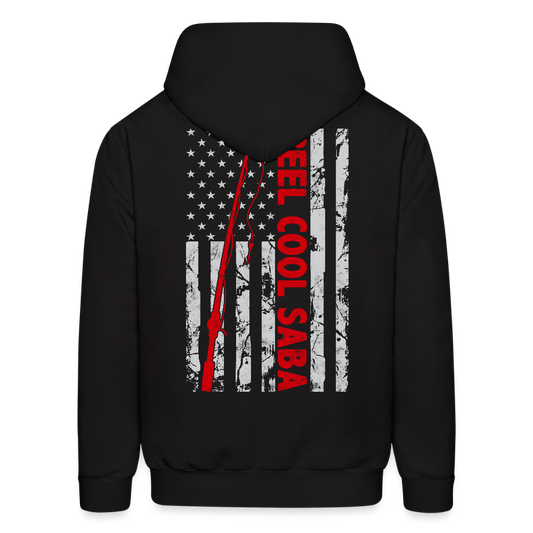 Reel Cool Saba Fishing American Flag Hoodie - black
