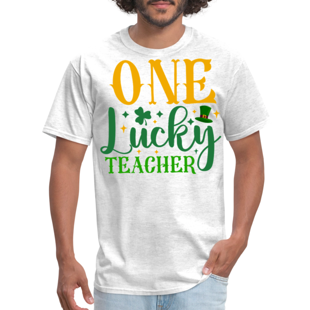 Lucky Teacher St Patrick’s Day Clover T-shirt - light heather gray