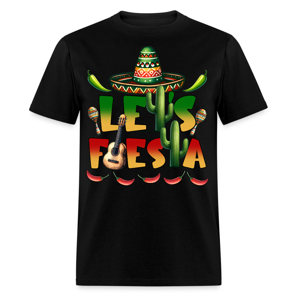 Let's Fiesta Mexican Shirt Sombrero And Cactus Party T-shirt - black