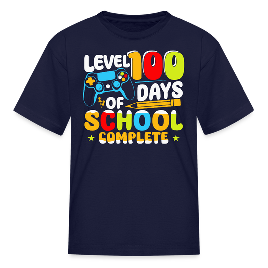 Level 100 Days Of School Complete Gaming Kids T-shirt - navy