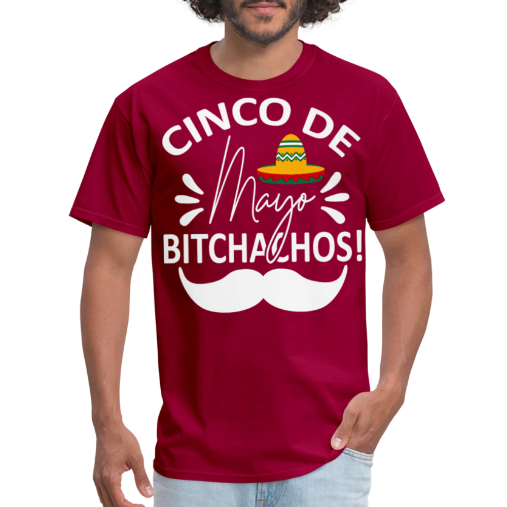 Cinco de Mayo Drinking Shirt with Mustache Funny Fiesta T-shirt - dark red