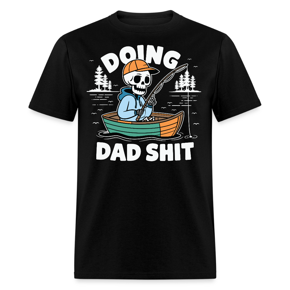 Skeleton Doing Dad Fishing T-shirt - black