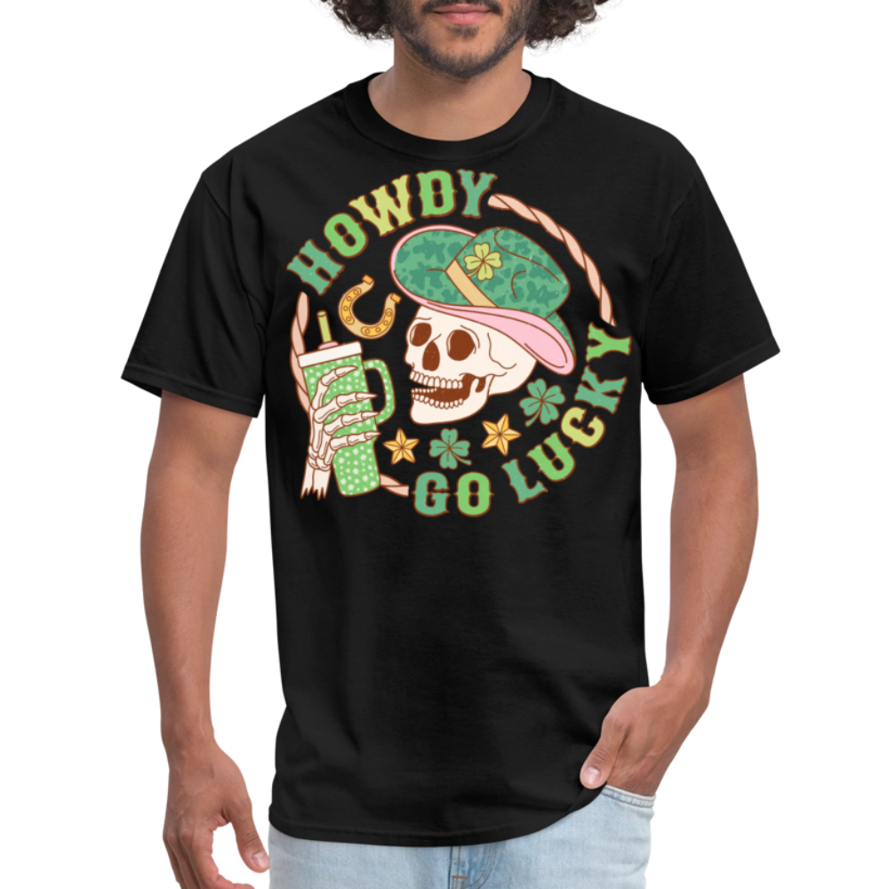 Lucky Cowgirl Skull Graphic Tee Western St Patrick’s Day T-shirt - black