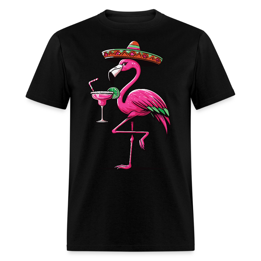 Tropical Flamingo Margarita Tee Pink Flamingo Drinking T-shirt - black