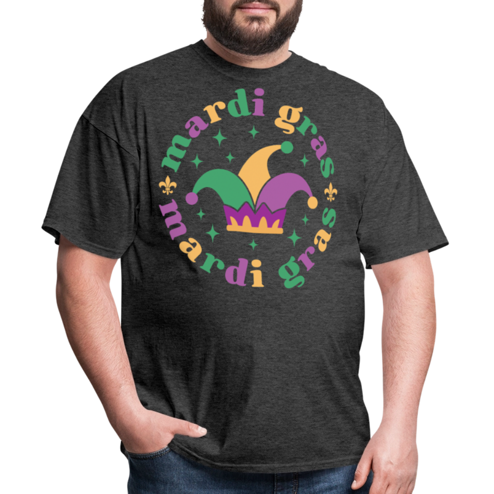 Funny Mardi Gras Jester Hat Unisex T-shirt - heather black