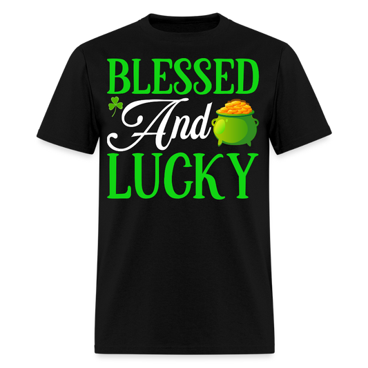 Funny Irish Blessed And Lucky Christian T-shirt - black