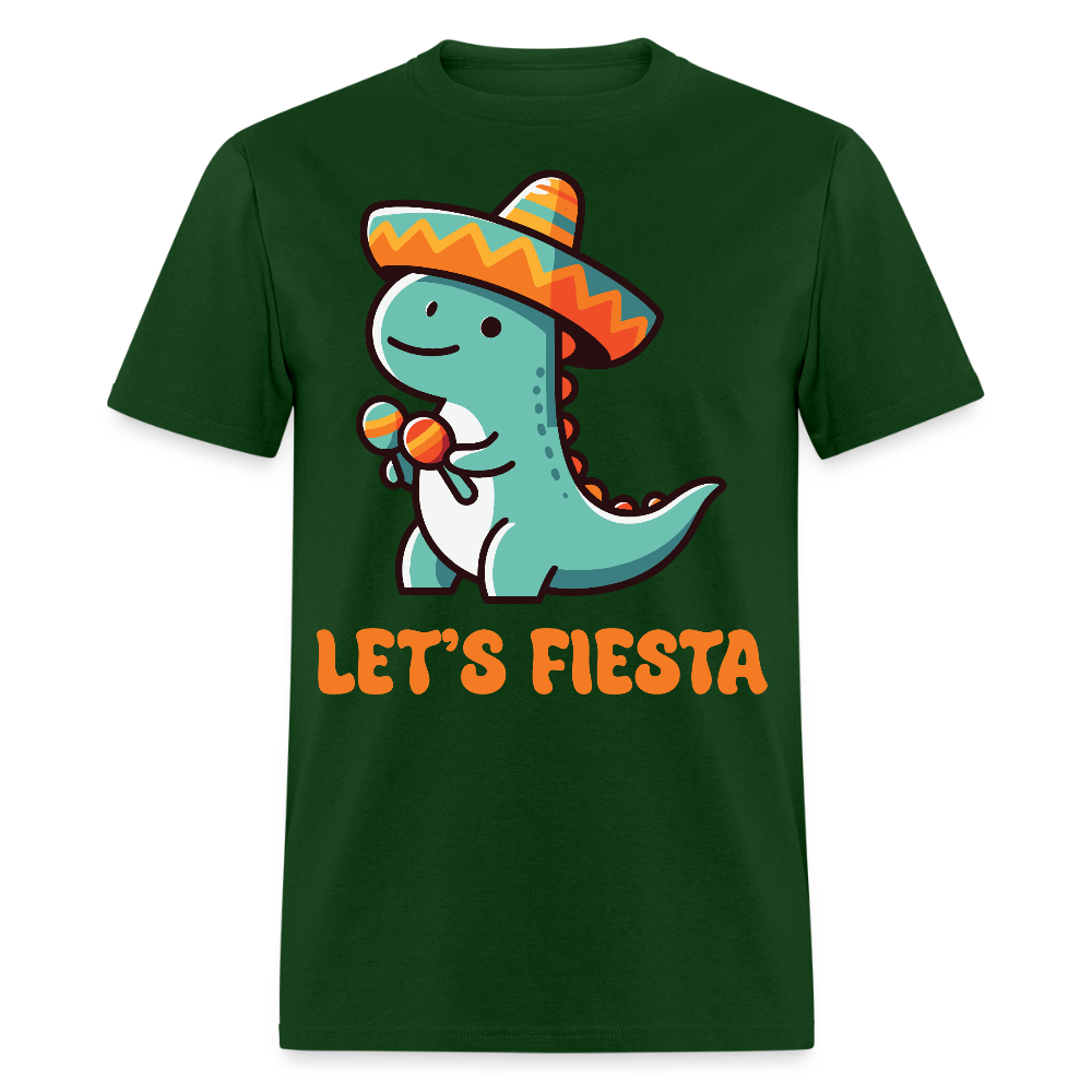 Cute Dinosaur Fiesta Tee For Party Lovers Let's Fiesta T-shirt - forest green