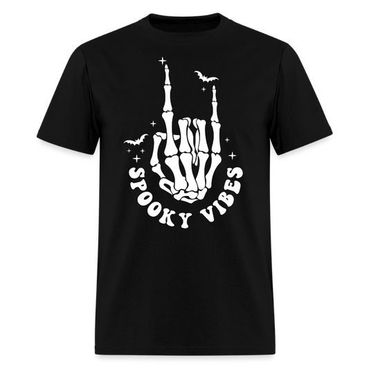 Spooky Vibes Halloween Rock On T-Shirt - black