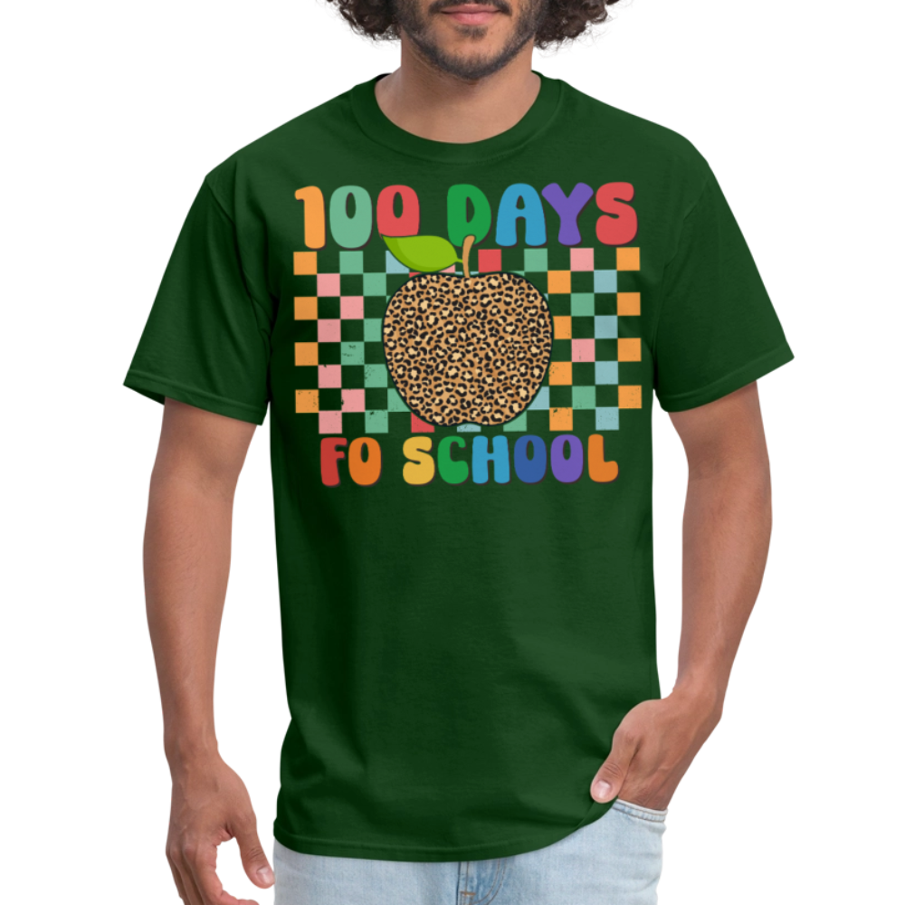 Leopard Print 100 Days of School Shirt Teacher Gifts Unisex T-shirt - forest green