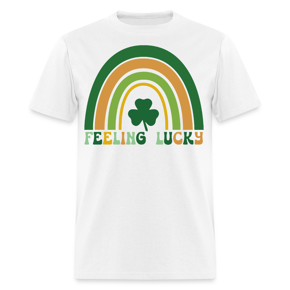 Feeling Lucky Shamrock St Patrick’s Day Rainbow T-shirt - white