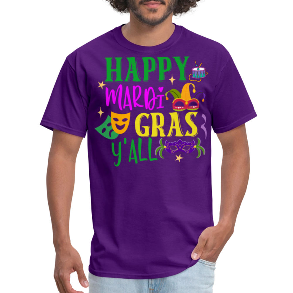 Funny Mardi Gras Y'all Graphic Unisex Classic T-shirt - purple