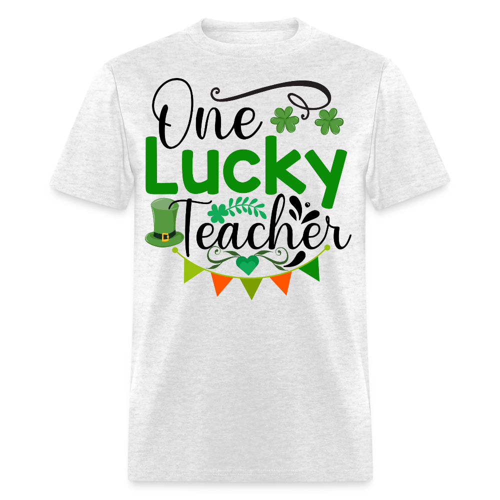 One Lucky Teacher Irish-themed T-shirt - light heather gray