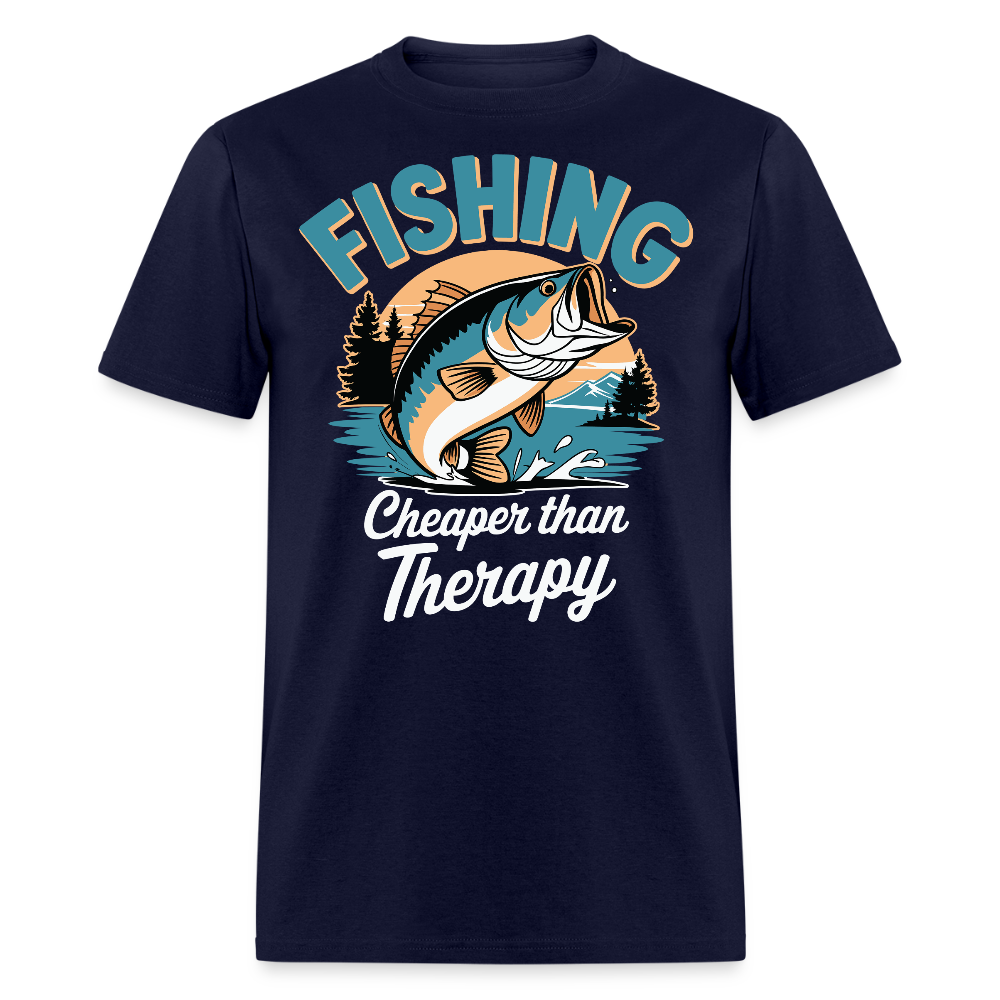 Outdoor Lifestyle Fishing Therapy T-shirt - navy