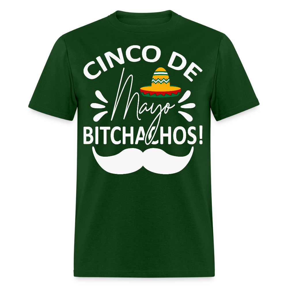 Cinco de Mayo Drinking Shirt with Mustache Funny Fiesta T-shirt - forest green