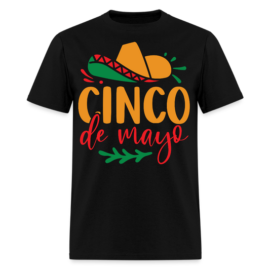 Colorful Cinco De Mayo Sombrero Graphic T-shirt - black