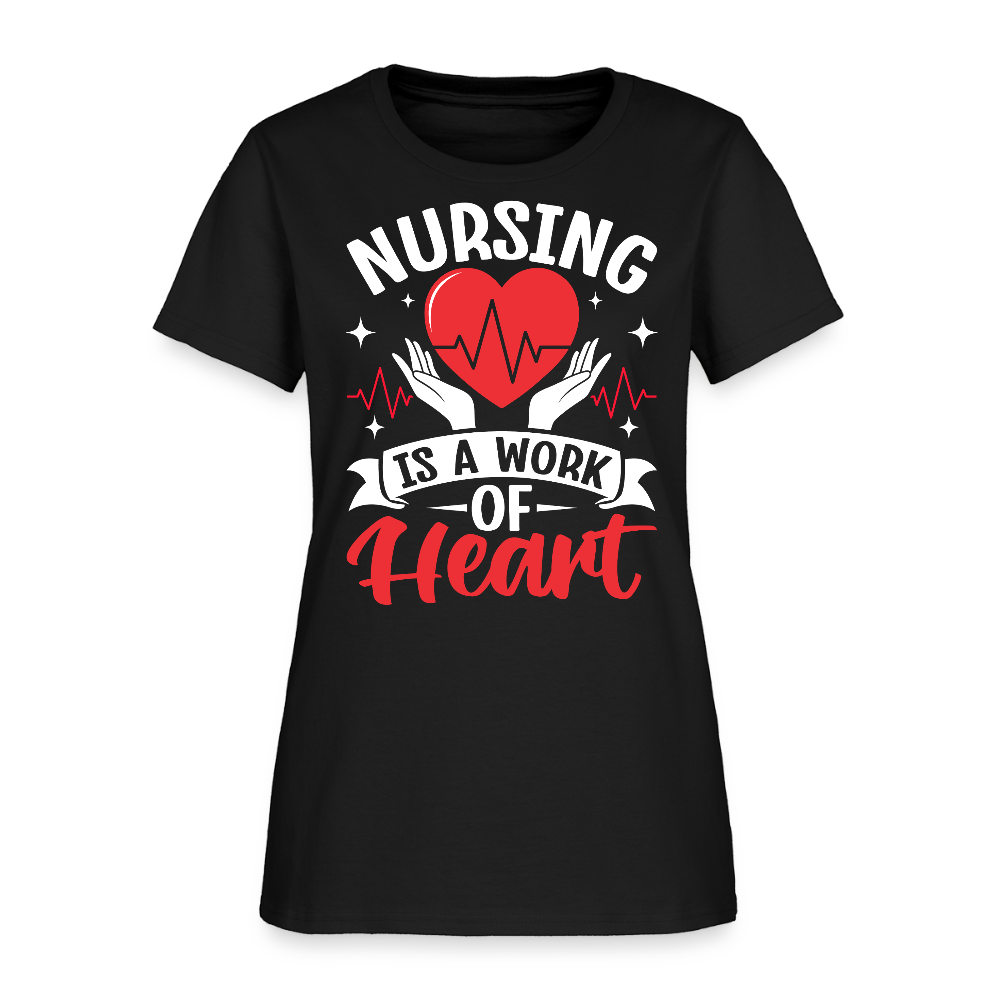 Nursing Is A Work Of Heart Healthcare Workers T-Shirt - black