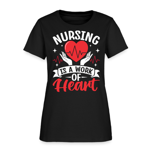 Nursing Is A Work Of Heart Healthcare Workers T-Shirt - black