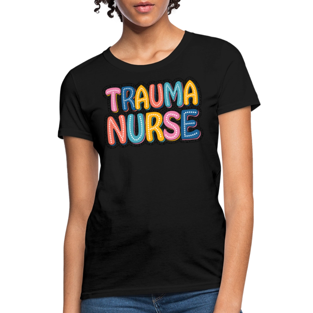 Colorful Trauma Nurse T-Shirt - black