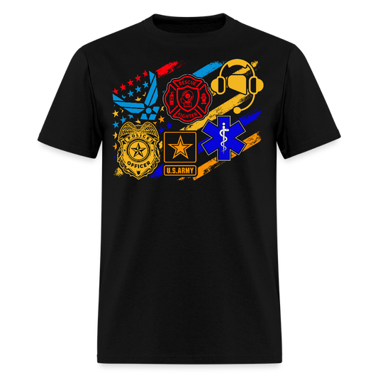 First Responders Support Firefighter Police Army EMS T-shirt - black