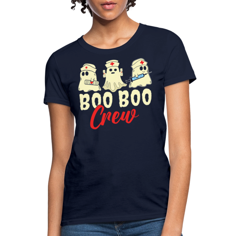 Boo Boo Crew Nurse Ghost Halloween T-Shirt - navy