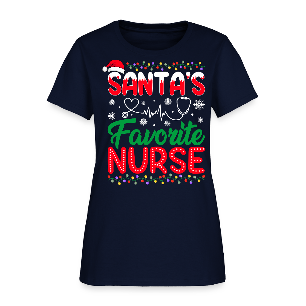Santa’s Favorite Nurse Christmas T-Shirt - navy