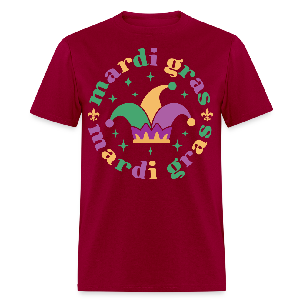 Funny Mardi Gras Jester Hat Unisex T-shirt - dark red