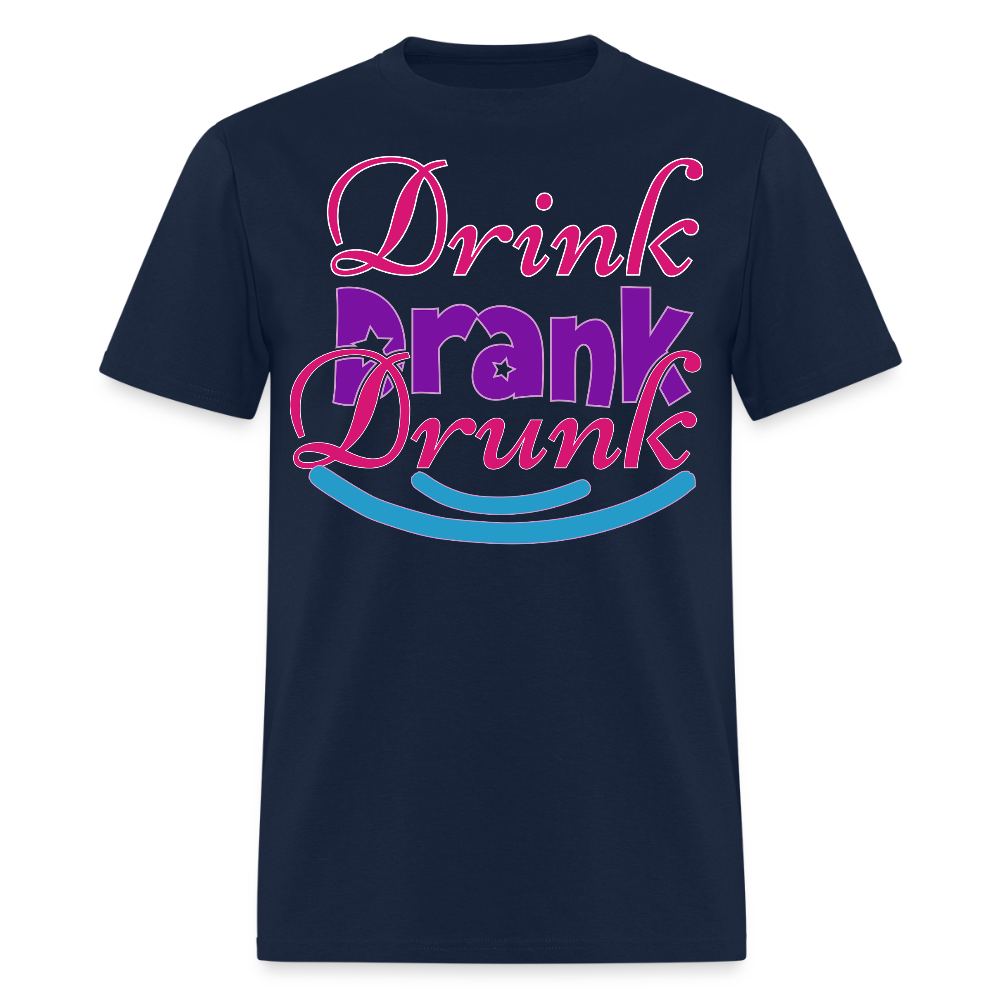 Mardi Gras Funny Drinking Shirts For Men Drink Drank Drunk T-shirt - navy