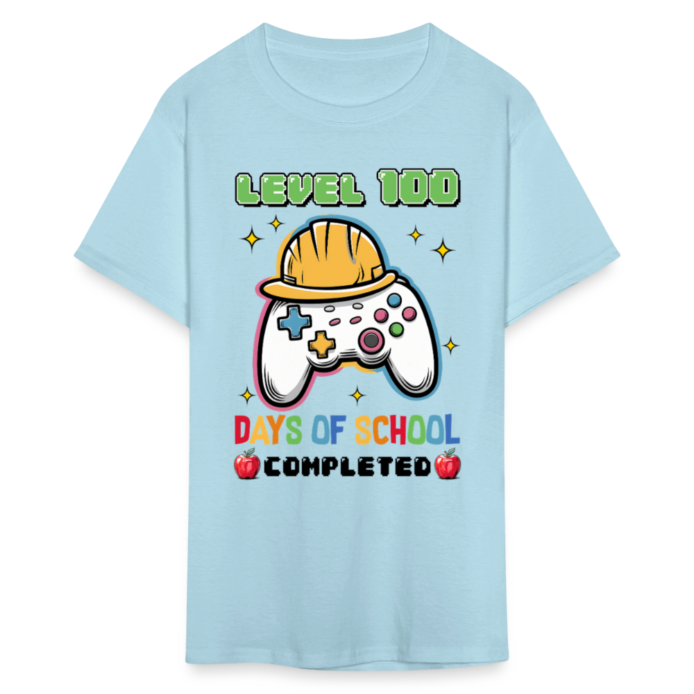 Level 100 Days Of School Gamer Shirt Level Up School Milestone T-shirt - powder blue