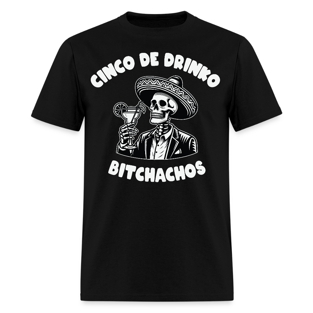 Cinco de Drinko Graphic Tee Skeleton Drinking Margarita T-shirt - black