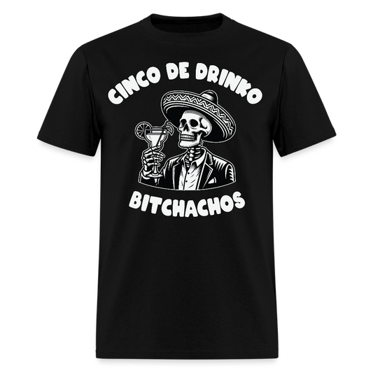 Cinco de Drinko Graphic Tee Skeleton Drinking Margarita T-shirt - black
