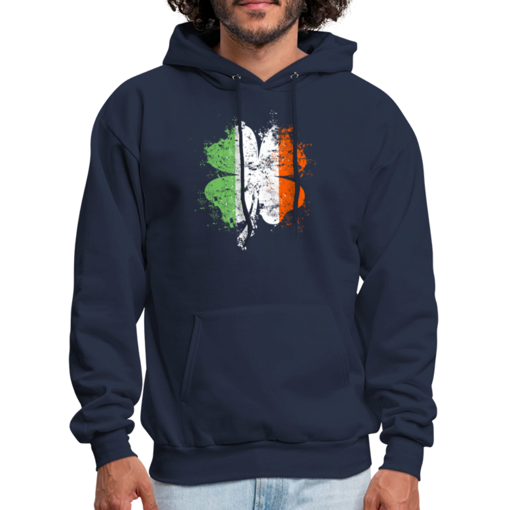 Irish Distressed Shamrock ST Patrick's Day Men's Hoodie - navy