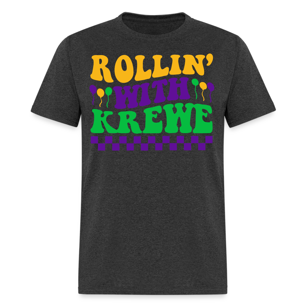 Rollin with Krewe Funny Mardi Gras Parade T-Shirt - heather black