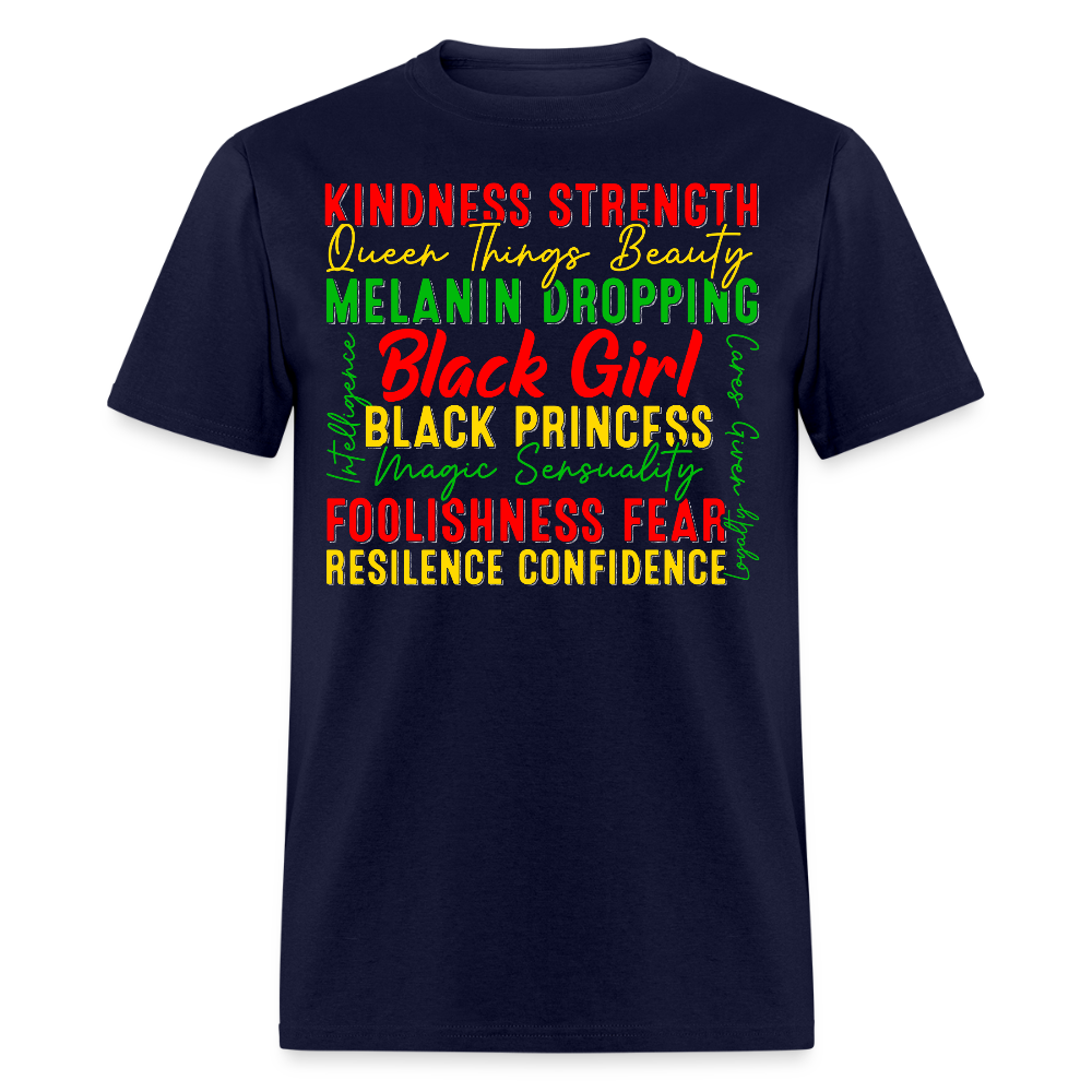 Black Queen Inspirational Tee Black Girl Empowerment T-shirt - navy