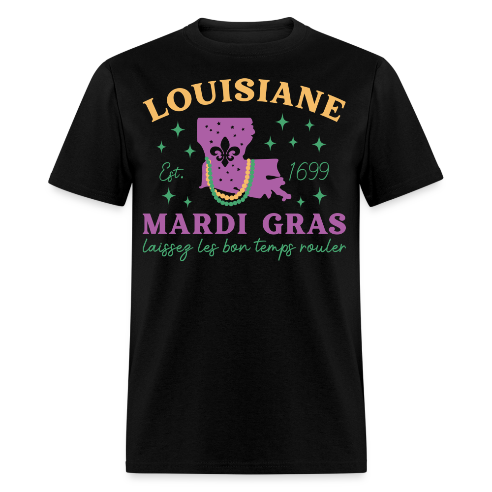 Louisiana State Pride Mardi Gras Tee Laissez Les Bon Temps Rouler T-shirt - black