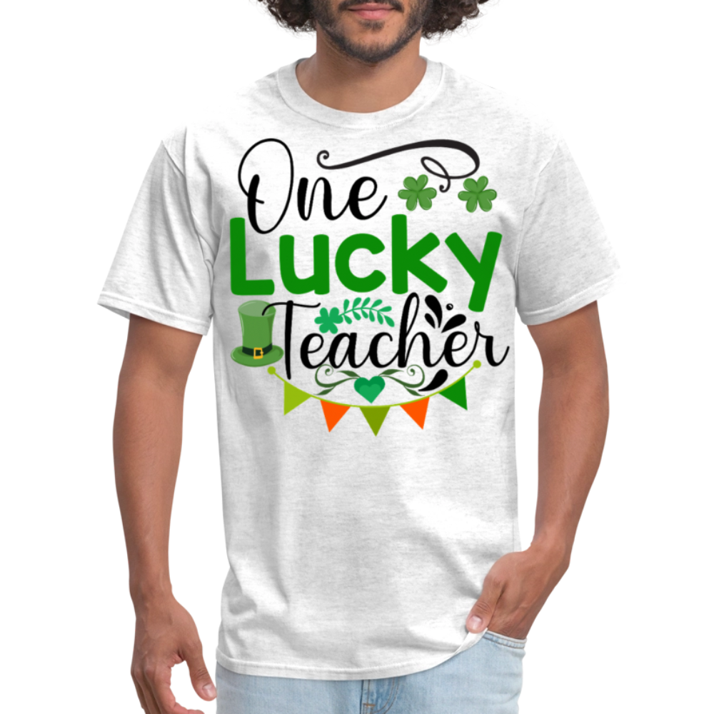 One Lucky Teacher Irish-themed T-shirt - light heather gray