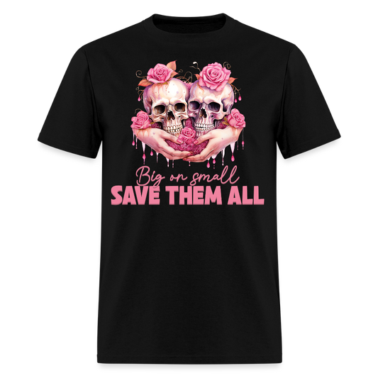 Big on small, Save Them All Halloween Skull T-Shirt - black
