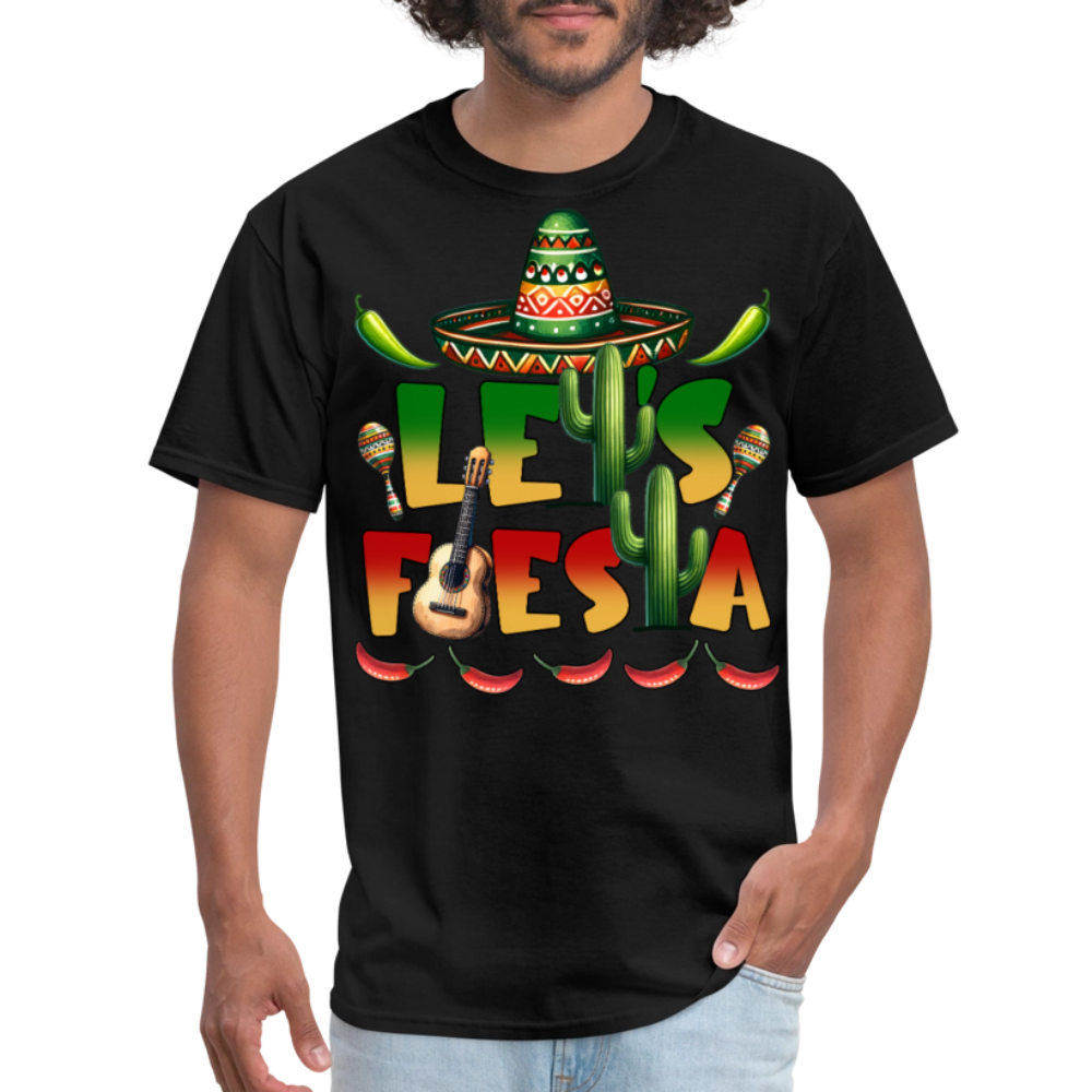 Let's Fiesta Mexican Shirt Sombrero And Cactus Party T-shirt - black