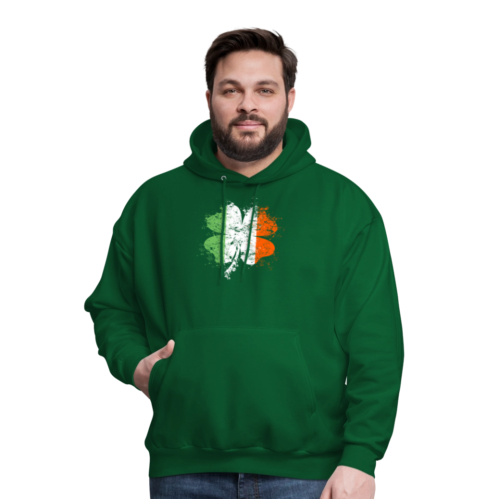 Irish Distressed Shamrock ST Patrick's Day Men's Hoodie - forest green