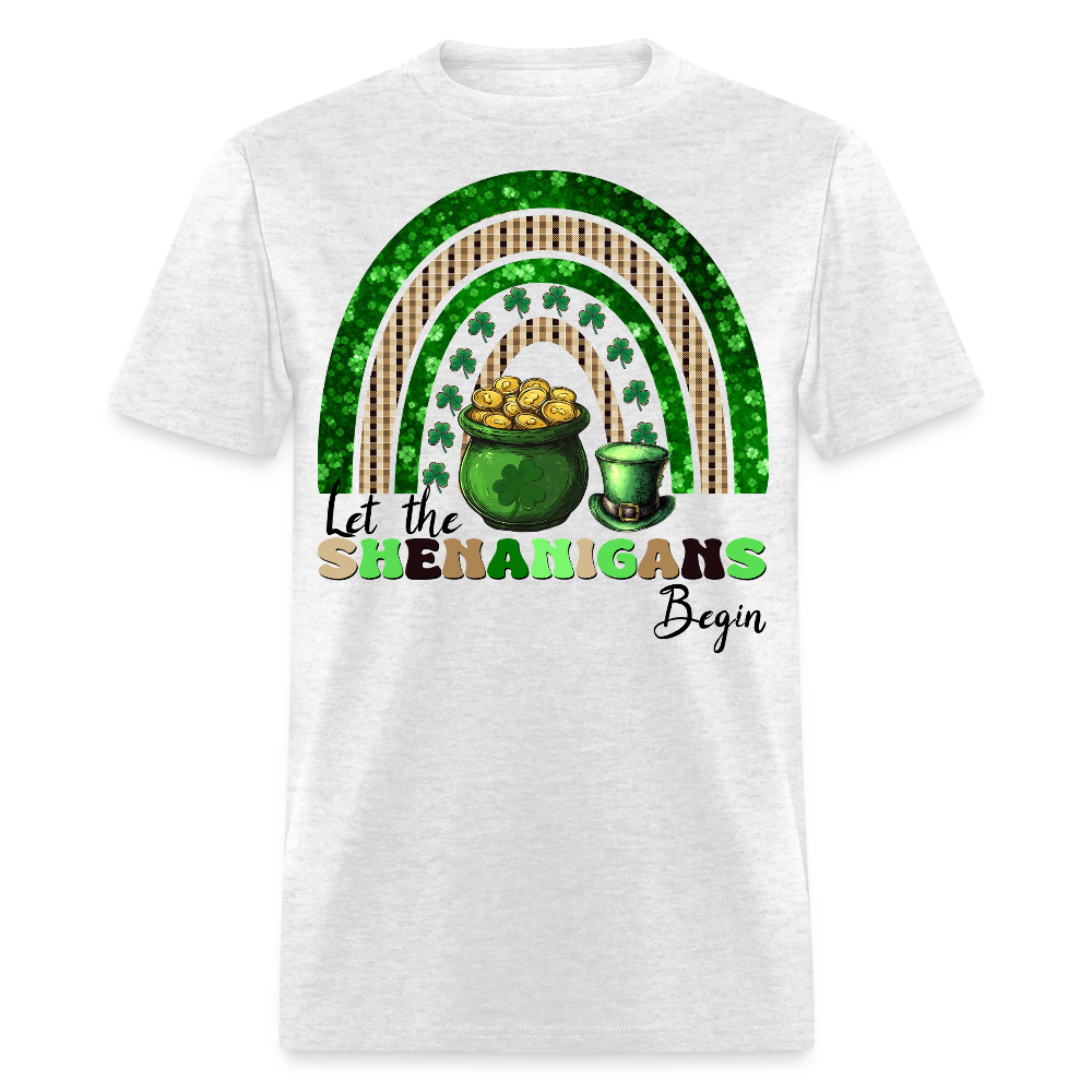 Let The Shenanigans Begin Funny St Patrick's Day T-shirt - light heather gray