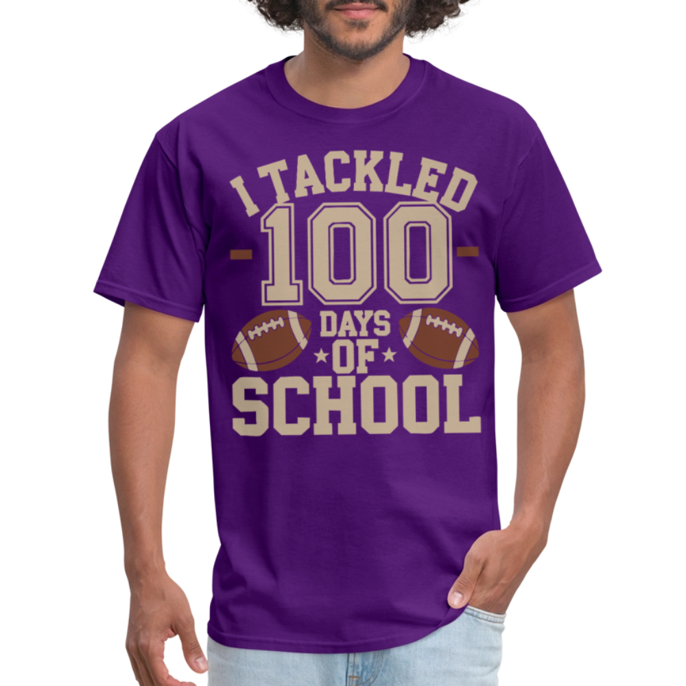 100 Days Of School Tee For Teachers Funny Football Themed School T-shirt - purple