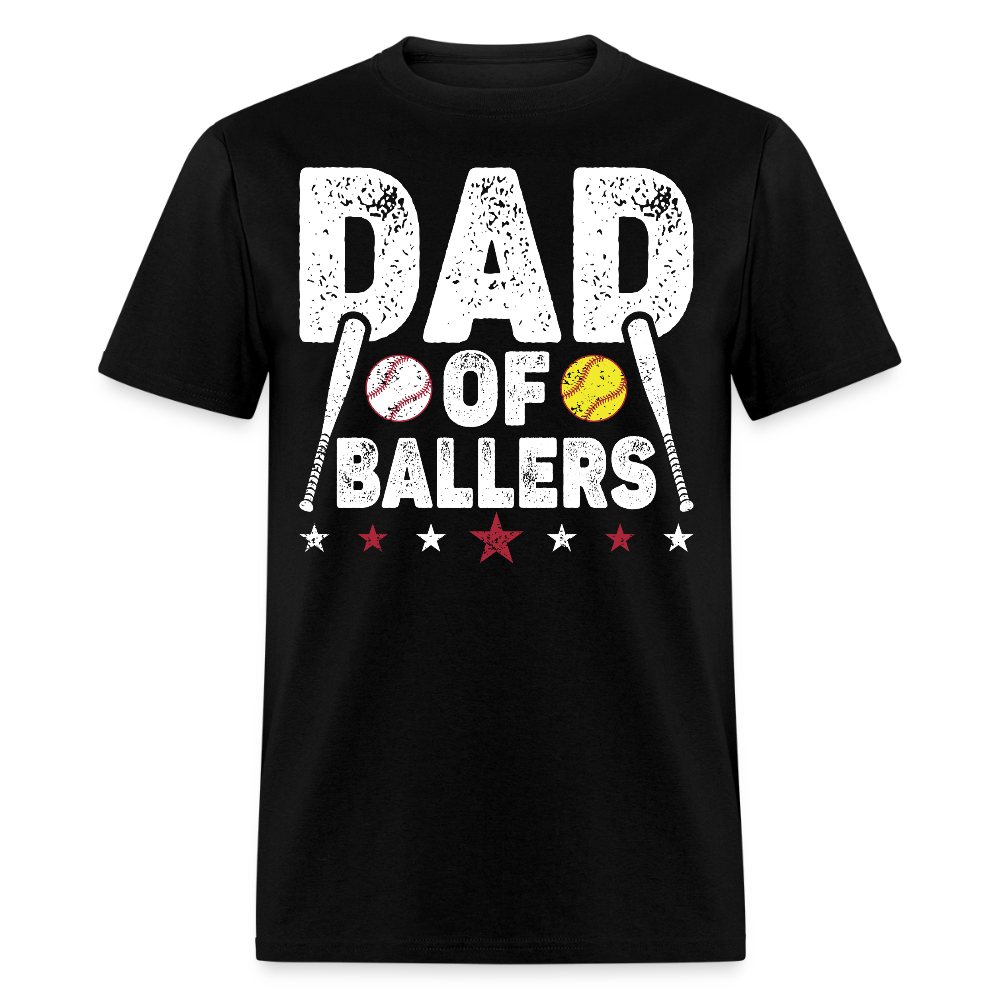 Father's Day Gift For Baseball Softball Dad T-shirt - black