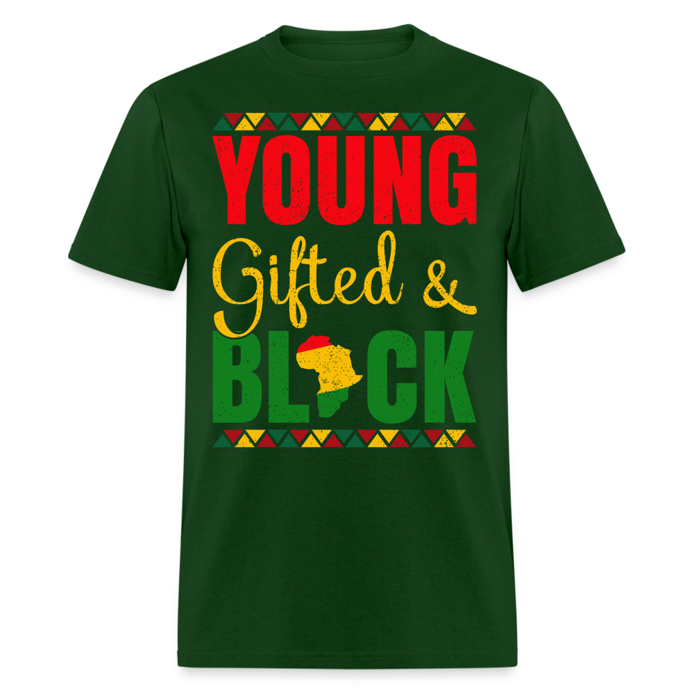 African Heritage Tee Young Gifted and Black T-Shirt - forest green