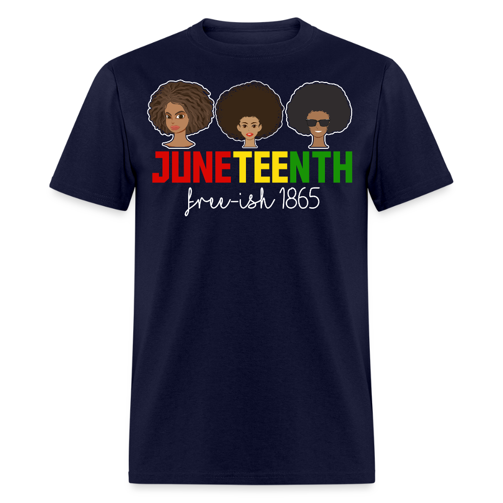 Free-ish Since 1865 Graphic Tee Black Pride Juneteenth T-shirt - navy