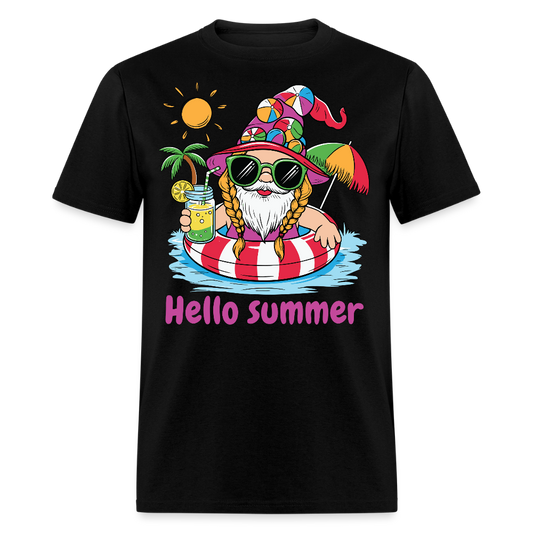 Funny Summer Gnome Drinking Lemonade T-shirt - black