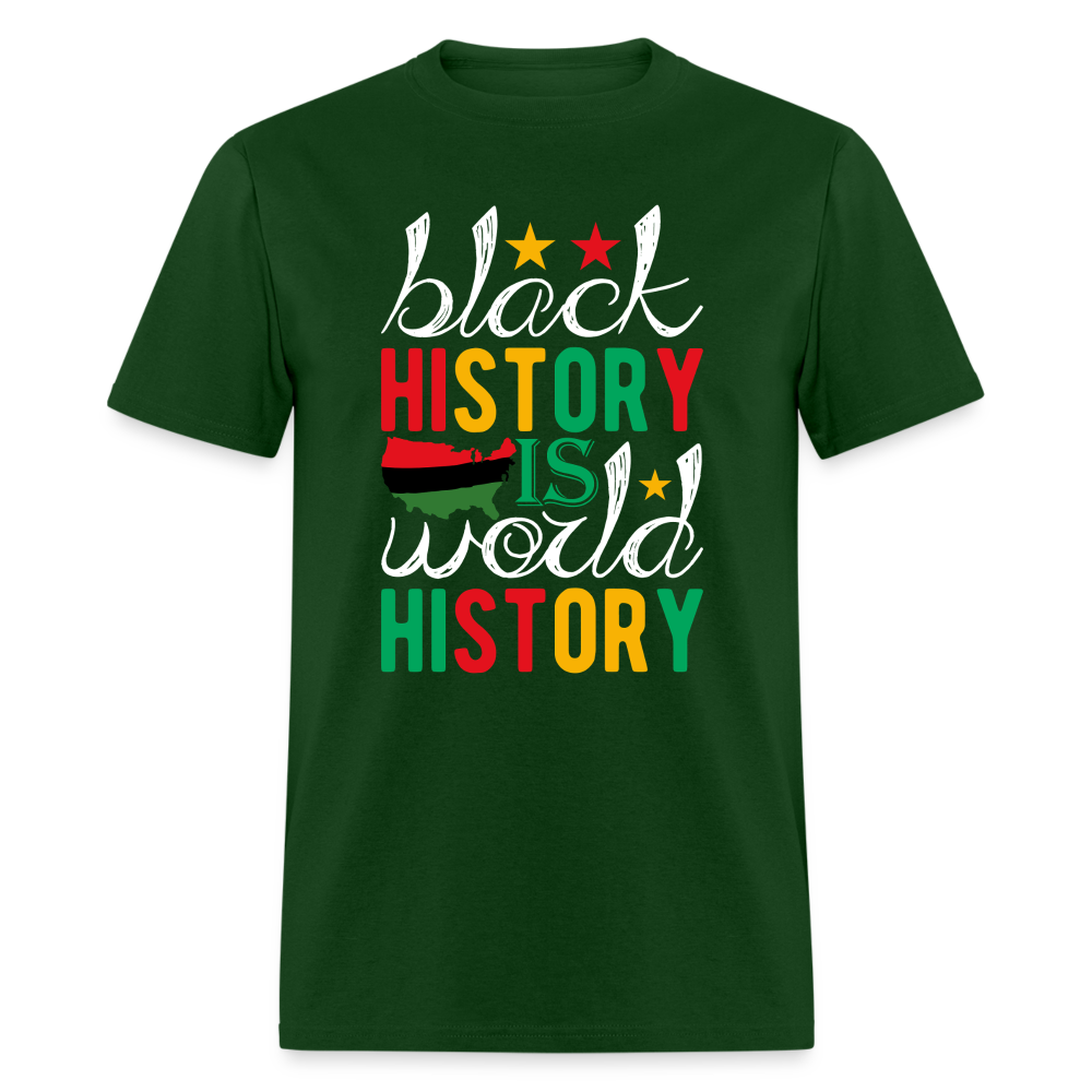 African American Heritage Tee Black History is World History T-shirt - forest green