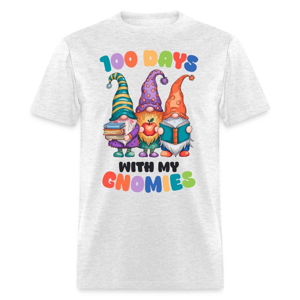 Cute Gnome 100 Days of Learning Shirt Teacher Appreciation Gnome T-Shirt - light heather gray