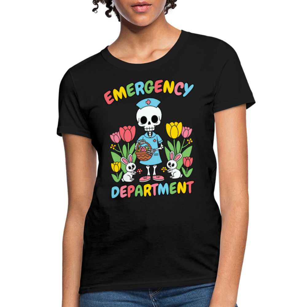 Emergency Department Nurse Skeleton Easter T-Shirt - black